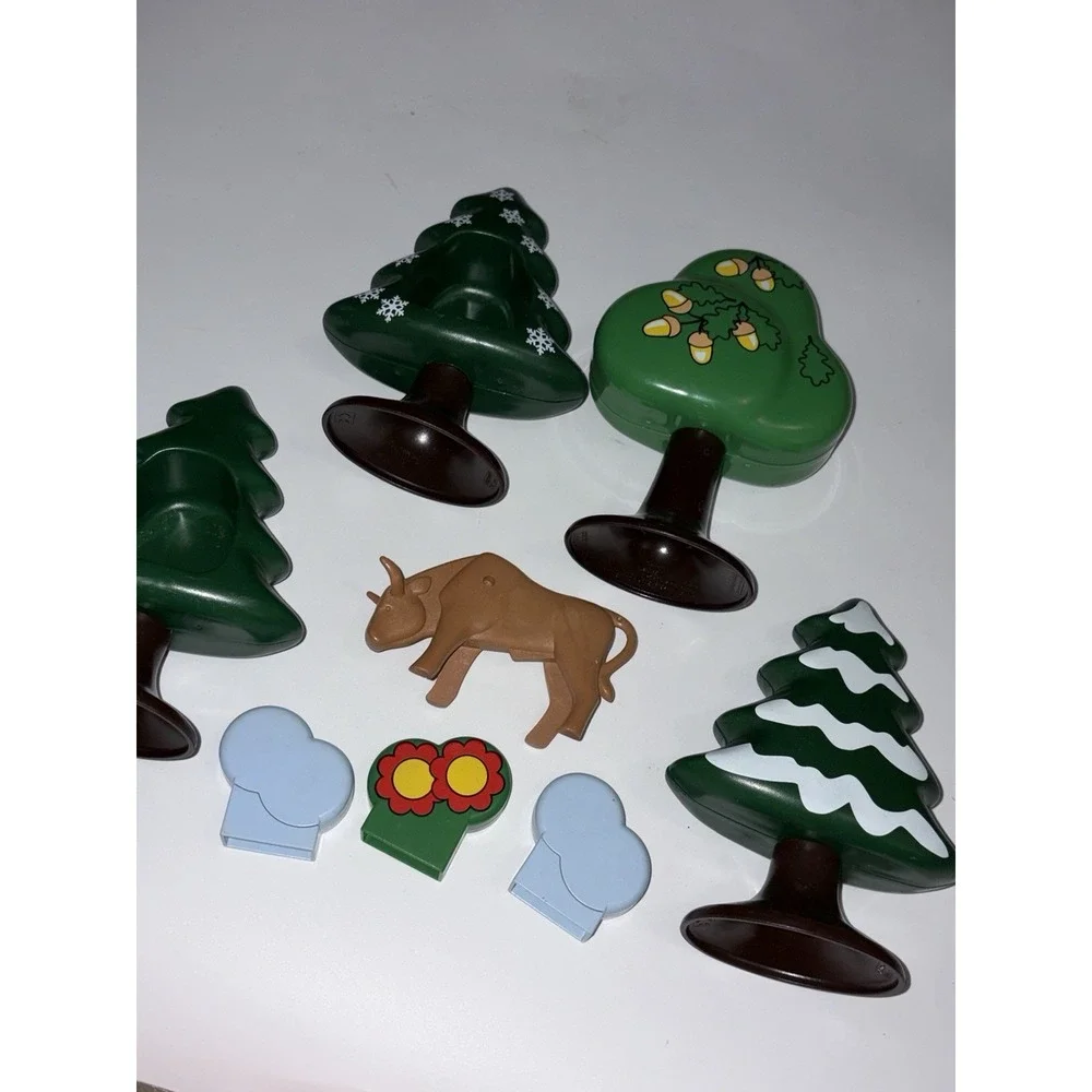 Playmobil 1.2.3 Trees Brown Bull Flower Patch And Two Clouds Lot